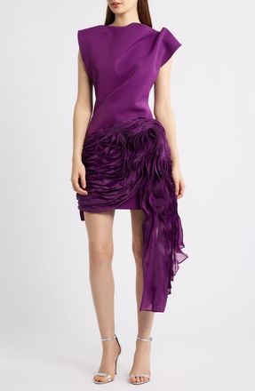 Acler Wigbeth Pleated Organza Overlay Minidress in Deep Ruby at Nordstrom, Size 10