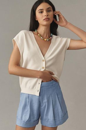 Maeve Avery European Linen Stretch Roll Cuff Shorts