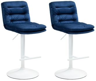 Clp Clp - Set De 2 Taburetes De Bar Damar En Terciopelo Azul Blanco