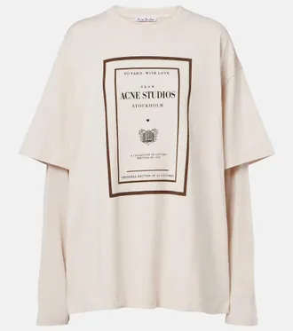 Acne Studios Layered logo cotton jersey T-shirt