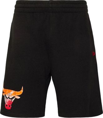 New Era Zwarte Bulls Ski Print Shorts - Heren - Korte Broeken - Zwart - L - Korte Broeken