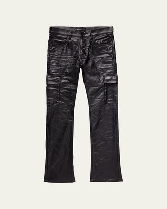 Purple Mens Patent Film Cargo Pants