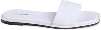 Calvin Klein Sliders, female, White, 8 UK, White Sandal Polyester Rubber Minimalist Style