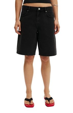 Cotton On Womens Baggy Denim Short in Leo Black at Nordstrom, Size 12