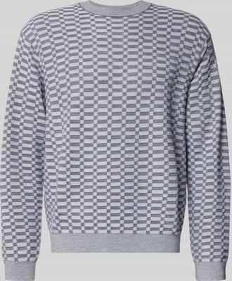 Emporio Armani Strickpullover mit gerippten Abschlüssen in Hellgrau, Größe XXL
