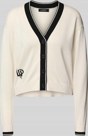 Lauren Ralph Lauren Strickjacke mit Knopfleiste in Offwhite, Größe S