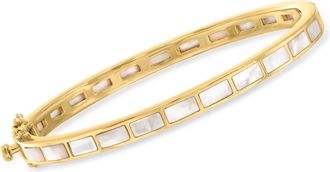 Ross-Simons Mother-Of-Pearl Bangle Bracelet in 18kt Gold Over Sterling