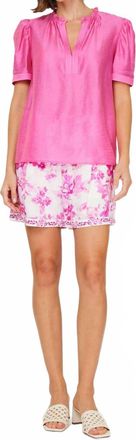 Current Air Half Sleeve Ruffled Detail Blouse In Pink