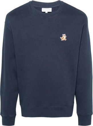Maison Kitsuné Fox-motif cotton sweatshirt - men - Cotton - M - Blue