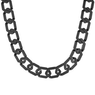 Robert Alton 4CTW Black Diamond Stainless Steel Black Finish Octagon Link Necklace