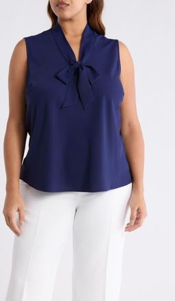 Kasper Sleeveless Tie Front Top in Kasper Navy at Nordstrom, Size 2 X