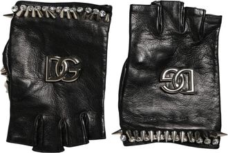 Dolce & Gabbana Short Gloves - Dames - Handschoenen - Zwart - ONE Size - Leer - Accessoires