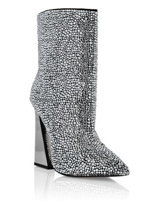 Philipp Plein Leather Boots High Heels Mid Stones
