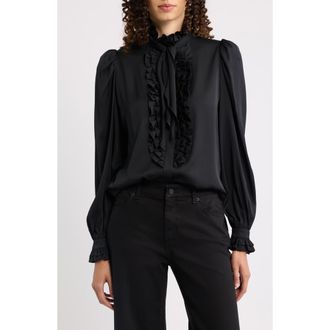 Kobi Halperin North Tie Neck Silk Blend Blouse in Black at Nordstrom, Size X-Large