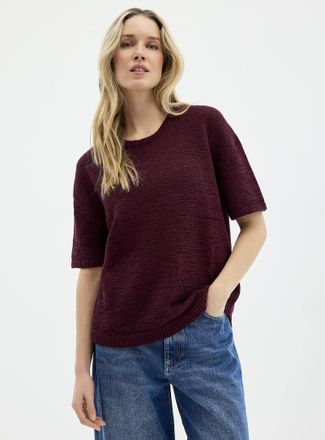 Contemporaine Womens Ribbon-knit loose sweater