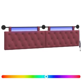 vidaXL Cabecero Colgante Con Luz Led Rojo Vino Tela Vidaxl