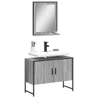 Berkfield Home 2 Piece Bathroom Cabinet Set Grey Sonoma Engineered Wood