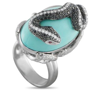 Luxury Bazaar 18K White Gold 2.42ct Diamond and Turquoise Ring MF27-011626