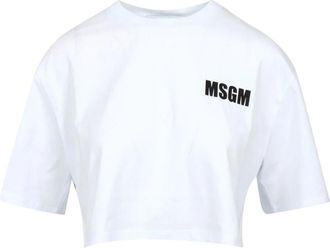 Msgm Cropped T-shirt - Dames - T-shirts - Wit - S - Katoen - Tops