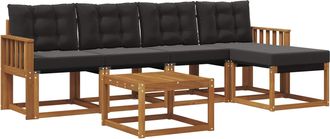vidaXL Conjunto De Sof&aacute;s De Exterior 6 Uds. Natural Y Negro Vidaxl