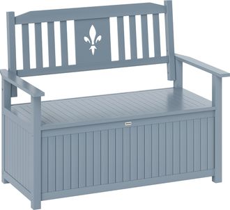 OUTSUNNY 2 Seater Wood Garden Storage Bench Outdoor Storage Box Grey | TJ Hughes