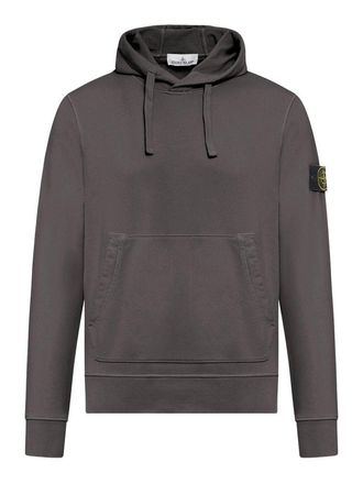 Stone Island Grey Hoodie In Cotton With Patch Logo