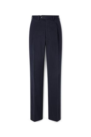 Saman Amel Straight-Leg Pleated Peached Cotton-Blend Trousers
