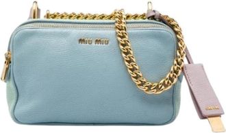Miu Miu Pre-owned Crossbody Bag - Dames - Vintage Schoudertas - Blauw - ONE Size - Leer - Vintage