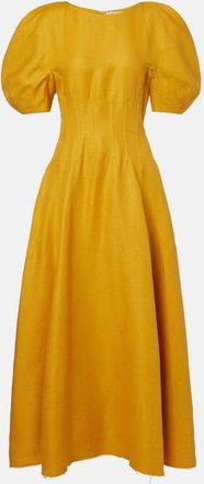 Gabriela Hearst Ranya puff-sleeve linen twill maxi dress
