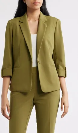 Anne Klein Roll-Tab Sleeve Jacket in Bay Leaf at Nordstrom, Size X-Large