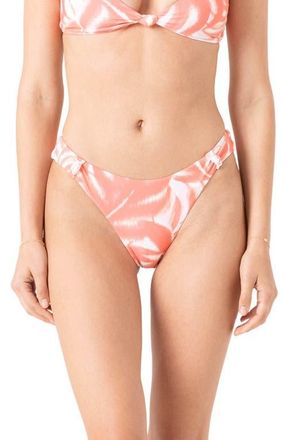 Roxy Palm Haze Scoop Front Bikini Bottoms in Coral Multi at Nordstrom, Size X-Large