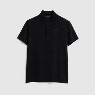Gucci Wool Silk Gucci Jacquard Polo Shirt, Size XXXL, Black