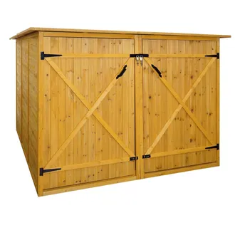 Hhg Garage Armadio Biciclette Con Serratura Hhg 677 Legno Box Doppio 200x200x151cm Legno Chiaro