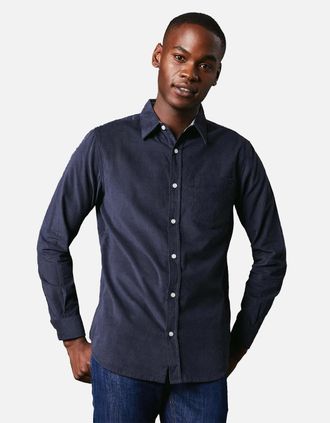 Maine Mens Maine Mens Corduroy Long-Sleeved Shirt - Navy - Size: 42/Regular