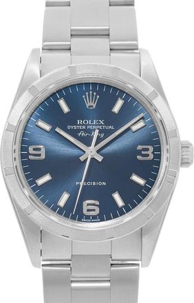 Rolex Pre-owned Rolex Air King 34 Automatic Chronometer Blue Dial Mens Watch 14010 BLSO