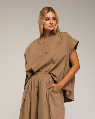 Tantra Oversized top met korte mouwen en plooien