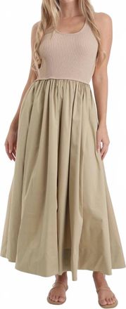 Karina Grimaldi Ray Knit Combo Midi Dress In Beige