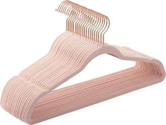 OEM Juego De 20 Perchas De Terciopelo, Superficie Antideslizante, 42 X 12 Cm, Delgadas, Alta Capacidad De Carga, Ganchos Giratorios De 360&deg; Color Oro Rosa
