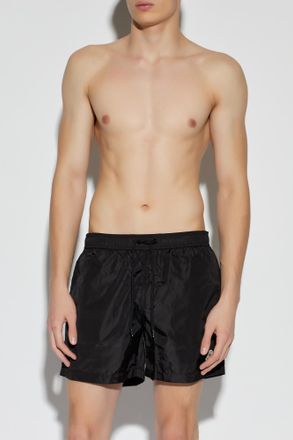 Moncler Swim Shorts With Logo, Mens, Black