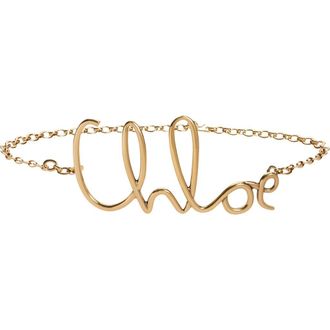 Chlo&eacute; Script Logo Chain Belt in Vintage Gold at Nordstrom