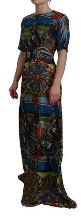 Dolce & Gabbana Womens Sicily Print Silk Dress Multicolor