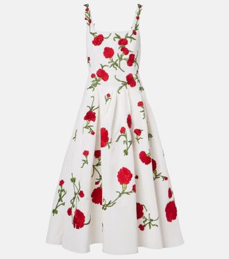 Carolina Herrera Embroidered silk cocktail dress