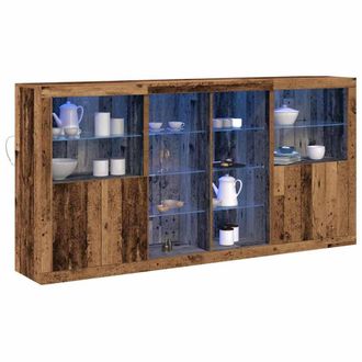 Berkfield Home Sideboard with LED Lights Old Wood 202x37x100 cm Engineered Wood in Brown | Size: 202 x 37 x 100 cm