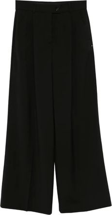Sportmax Pantaloni a gamba ampia con pieghe - Nero