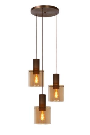 Lucide TOLEDO Dimmable Adjustable Vintage Cluster Pendant Light 3xE27 in Orange