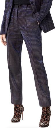 Diane Von F&uuml;rstenberg blue metallic jacquard straight pants Size XS