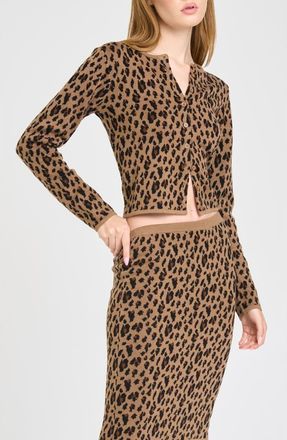Wayf Willa Checked Cardigan in Brown Leopard at Nordstrom, Size X-Small