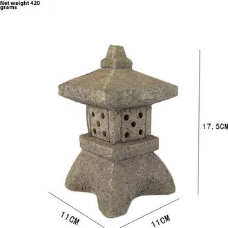 OEM L&aacute;mpara Solar Con Forma De Pagoda, Fabricada En Resina, Ideal Para La Decoraci&oacute;n De Jardines Zen (12 Cm, Gris)