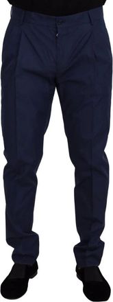 Dolce & Gabbana Klassieke Pliss&eacute; Broek - Heren - Broeken - Blauw - Maat: L Katoen
