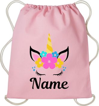 Generic Personalised Your Name Unicorn Horse Gymsac Bag, School/Gym/Sports Unisex PE Kit Drawstring Bag (LIGHTPINK)
